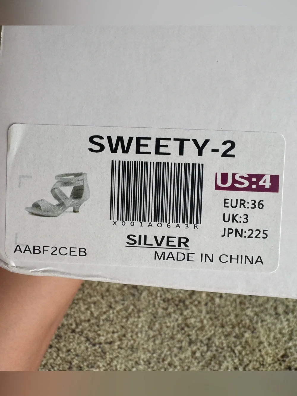 Silver Glitter Strappy Big Girls Size 4 Heels